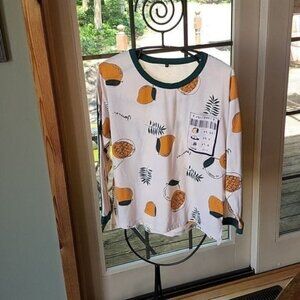Goso Graphic Fruit Mango Ugly Baby Pocketed Sz. XL Long Sleeve Trimmed T-shirt